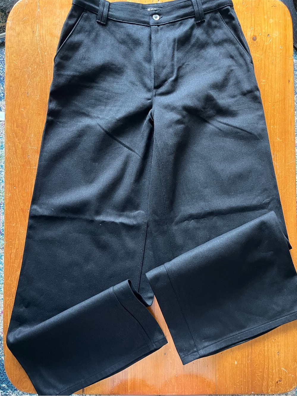 KOTN 100% Unisex Organic Cotton Heavyweight Black Twill Wide Leg Pants NWOT